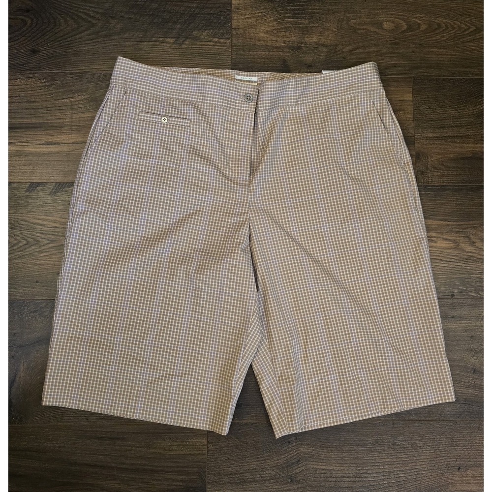 Izod XFG Golf Bermuda‎ Shorts Womens 16 Brown Lavender Cool FX Pockets NWT